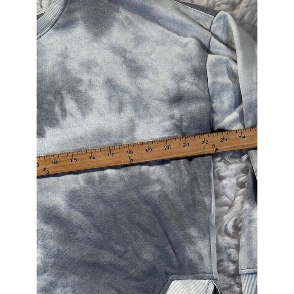 Olive & Oak Womens Sweatshirt Lg Long Sleeve Round Hem Gray White Tie Dye - Picture 2 of 8